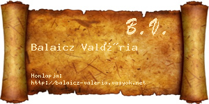 Balaicz Valéria névjegykártya